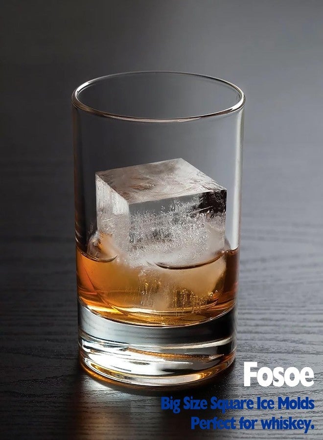 FOSOE 2 Pack Large Square Ice Cube Tray - Silicone Big Ice Molds Perfect for Whiskey Bourbon Cocktails - Image 4